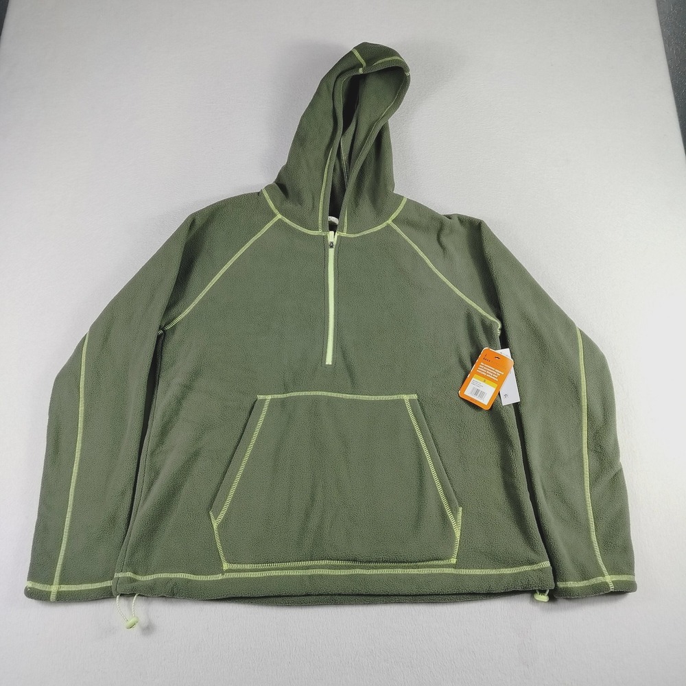 Bass Outdoor Hoodie Mens Small Green Forest Night‎ Half Zip Fleece Pullover Warm